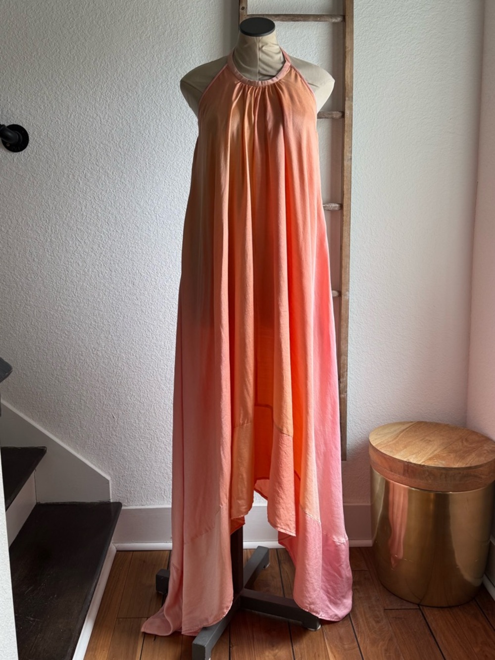 Handmade Indian Dip Dyed A-Symmetrical Halter Maxi One Size FM